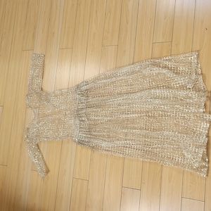 Halloween costume gold shimmer overlay dress